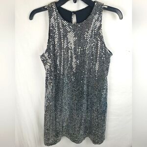 All That Jazz Silver Sequined Sleeveless Dress Sz 7/8